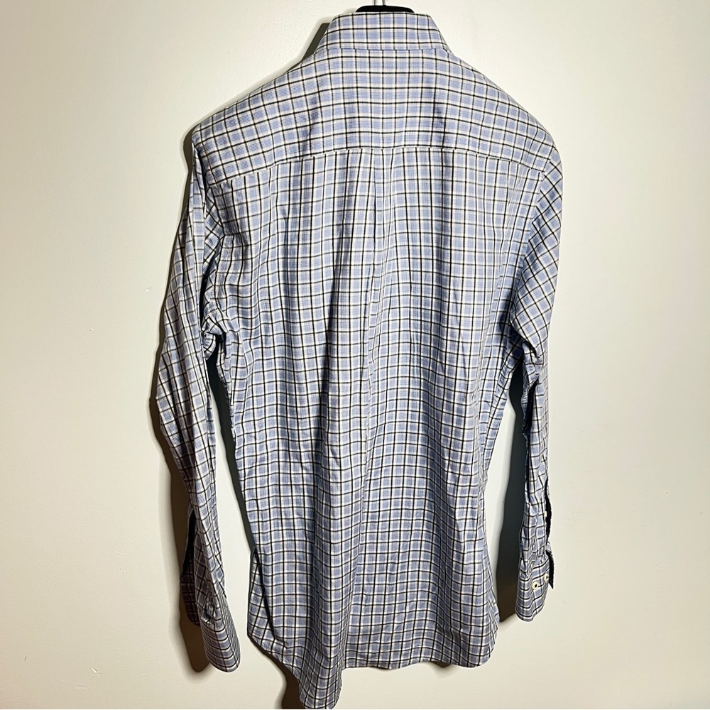 Peter Millar Men’s Medium Blue, Black, White Plaid Shirt 100% Cotton Button-Down - Picture 10 of 10